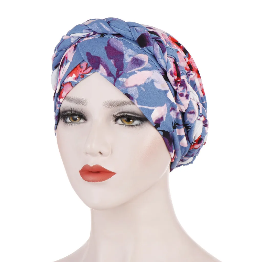 

Women Hijab Caps Floral Braid India Hat Muslim Head Turbans Ruffle Beanie Turban Female Headband Turbante Wrap Cap Head Scarves
