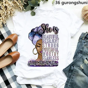 Футболка поппин меланина, черная футболка, женская черная футболка с волшебным принтом в африканском стиле для девушек, женская одежда в стиле Харадзюку, женские футболки, топы