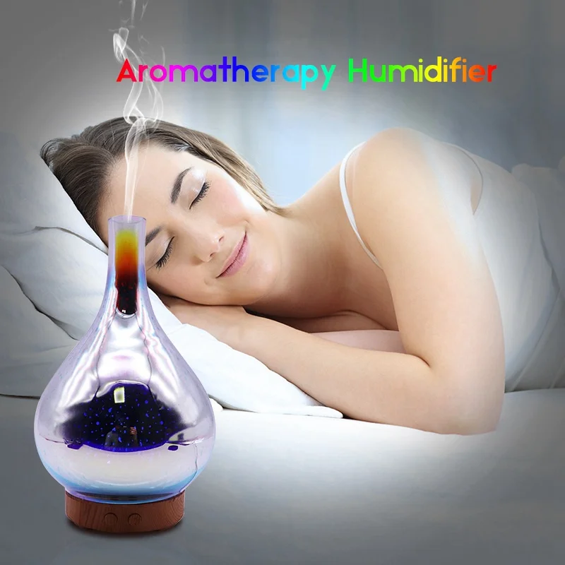 Светодиодный увлажнитель воздуха для ароматерапии ночник 3D стекло фейерверк