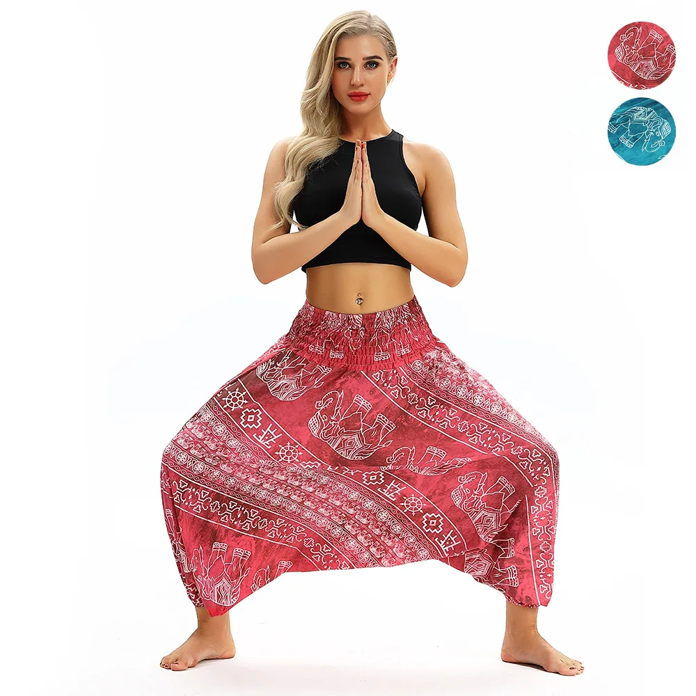 

Новинка 2021, женские повседневные свободные брюки для йоги, мешковатый комбинезон в стиле бохо, брюки-султанки, женский комбинезон, брюки с в...