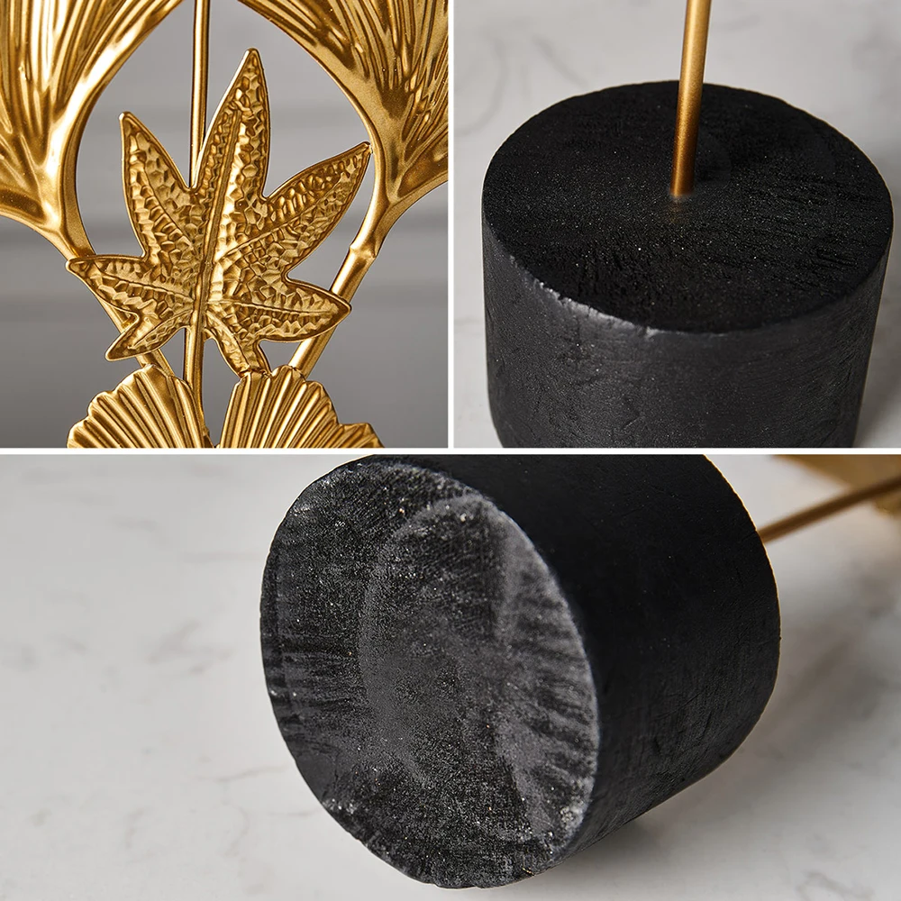 

Modern home decoration office accessories for living room piecies home decor statues Leaves Statue miniature metal Ornaments