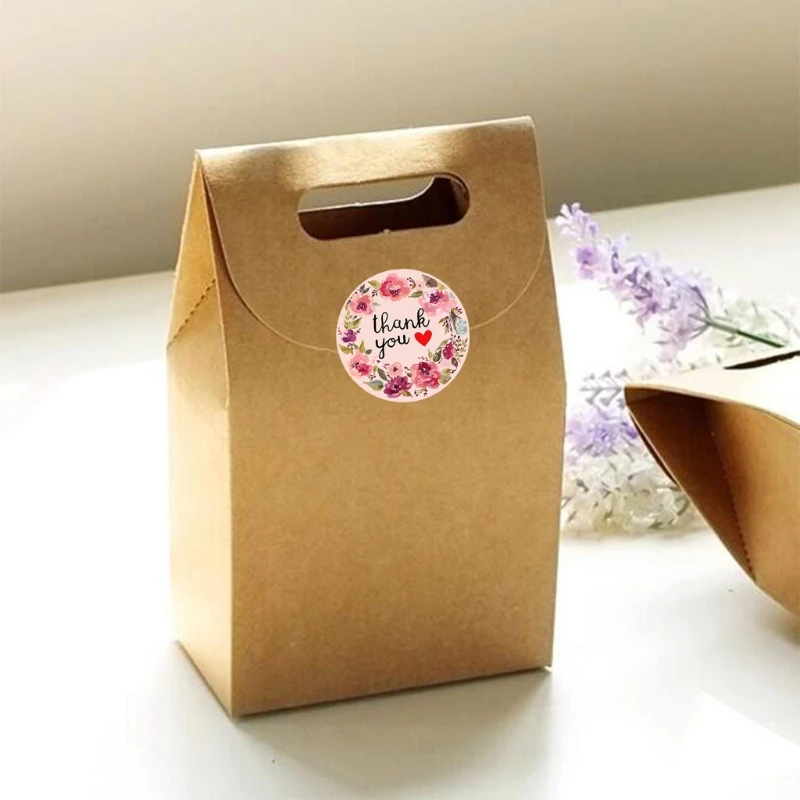

2021 New 500pcs Thank You Stickers Flowers Seal Labels Handmade Adhesive Sticker for Candy Gift Box Packaging Bag