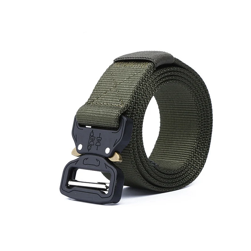 Army green belt Тактический ремень для спорта на открытом воздухе, нейлоновые поясные ремни с аксессуарами для охоты, армии, тяжелая тренировочная Боевая Мужская Военная - Color: Army green belt