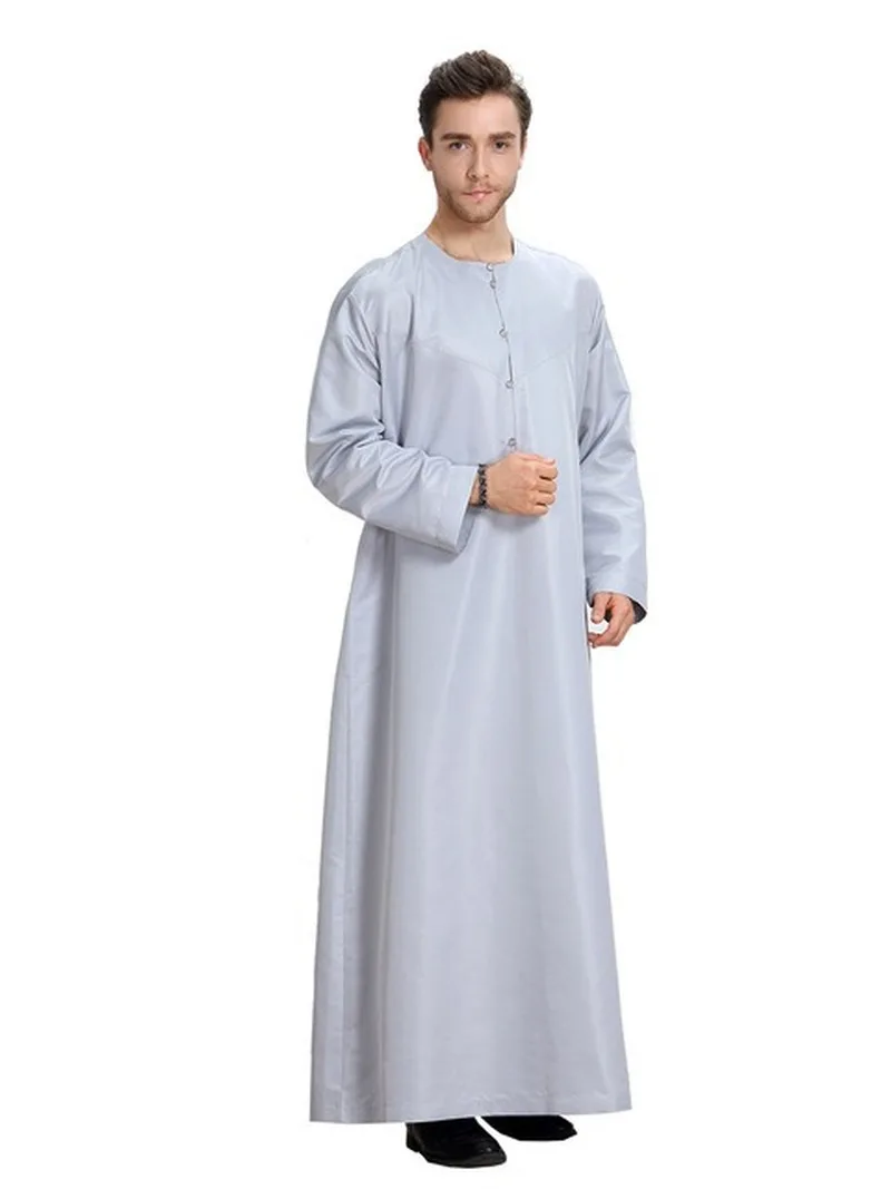 Jubba Thobe For Men Arabic Dubai Cotton Mens Formal Thobes Long Muslim Robe Clothing Islamic Saudi Arab Kaftan Prayer Male Wear