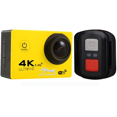 Цвет: желтый Экшн-камера F60R Ultra HD 4 K, Wi-Fi, удаленная Спортивная камера 16MP 170 Wide Angel 30M Go, водонепроницаемая профессиональная камера для экстремальных видов спорта, видеокамера - Цвет: Цвет: желтый