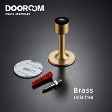 Dooroom Brass Door Stops Hole Free Bathroom Door Stopper Heavy Duty Floor Wall Mount Bumper Non-magnetic Door Holder Catch