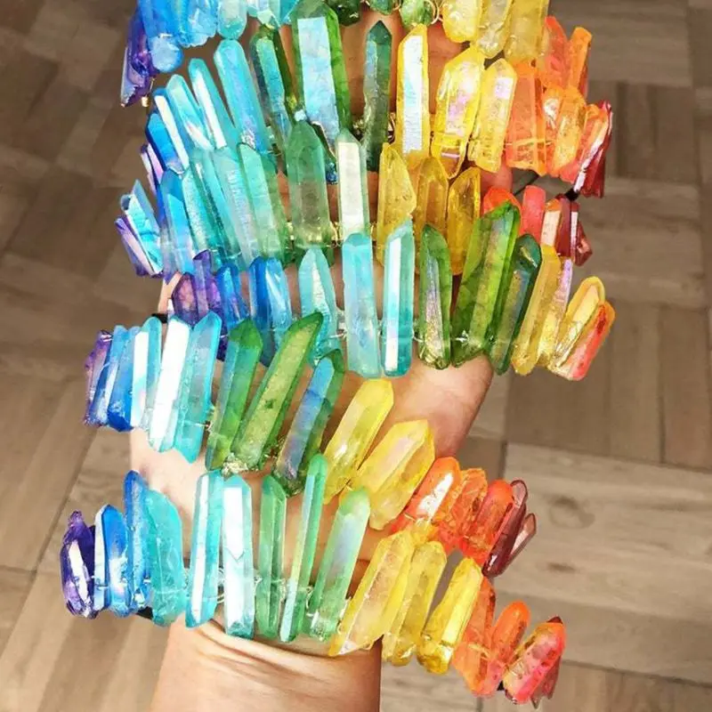 

Western European Princess Retro Tiara Rainbow Handmade Raw Crystal Hair Hoop