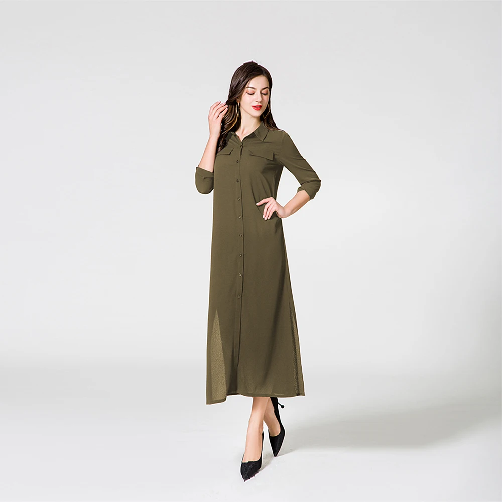 

Polo Dress Women Spring and Autumn 2020 New Long T-shirt Skirt In Black Long Sleeve Dress