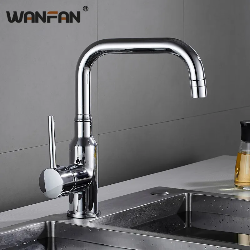 Хромированный смеситель с распылителем кухонный кран вращающейся ручкой
