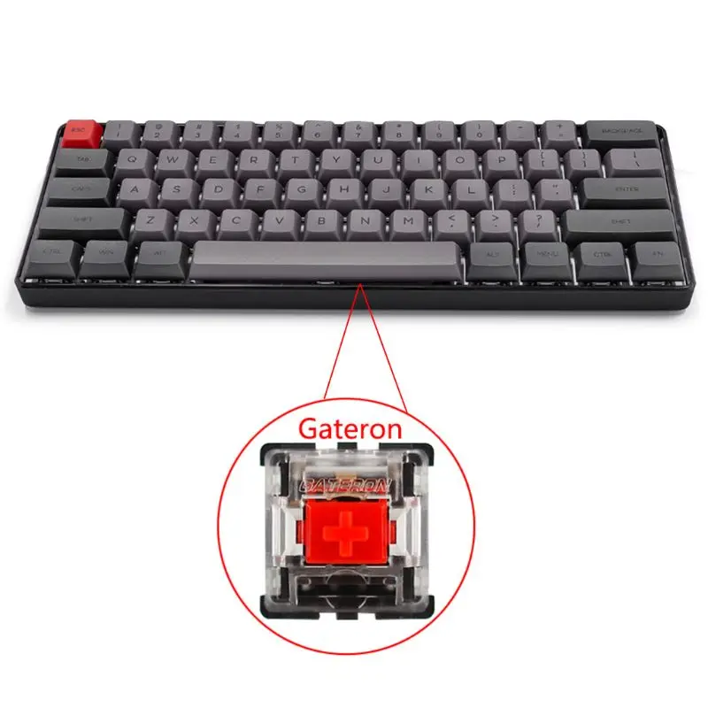 RGB LED Backlit Wired Mechanical Keyboard,Portable Compact Waterproof Mini Gaming Keyboard 61 PBT Keycaps Gateron Switcs
