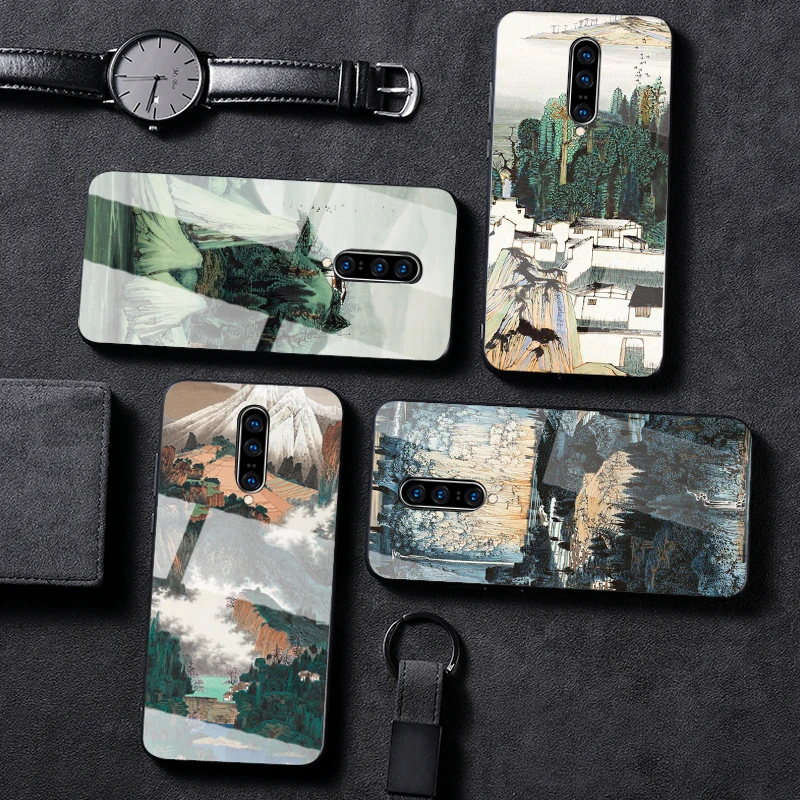 Phone Case For OnePlus 7 pro 6T 6 5T 5 TPU Cover with Printed Tempered Glass |