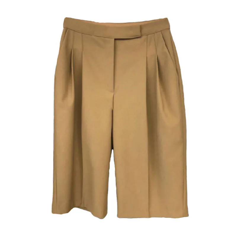 

South Korea dongdamen summer new women's solid color casual pants high waist show thin straight pants suit short pants