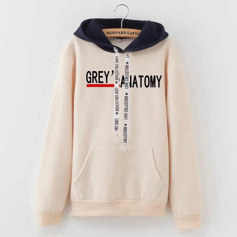 LANSHANQUE толстовки женские осень GREYS Anatomy с буквенным принтом цветная подходящая Футболка Модные Хлопковые женские топы - Цвет: 1007