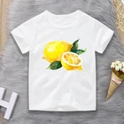 Модный забавный костюм с фруктами и лимоном, футболка с принтом, ручная роспись, для мальчиковдевочекмалышей, хипстер, крутая футболка с круглым вырезом, брендовая одежда 2-10 лет