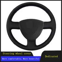 diy car accessories steering wheel cover black hand stitched genuine leather for honda fit jazz 2001 2007 city 2002 2008