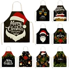 Фартук женский Рождественский с черным узором Санта Клаус