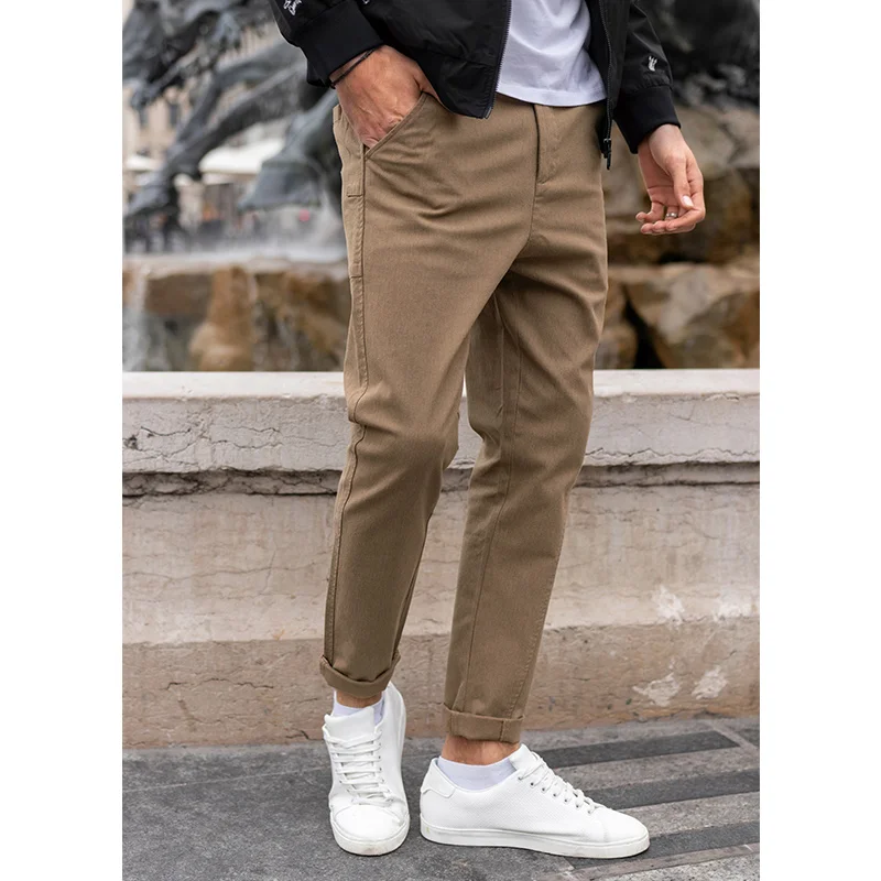 KUEGOU Хлопковая весенняя одежда брюки мужские повседневные сетчатые длинные с