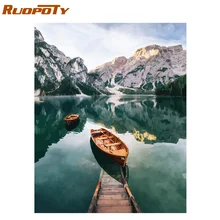RUOPOTY рамка горное озеро Сделай Сам картина по номерам пейзаж Ручная роспись маслом Современный домашний настенный художественный холст живопись искусство