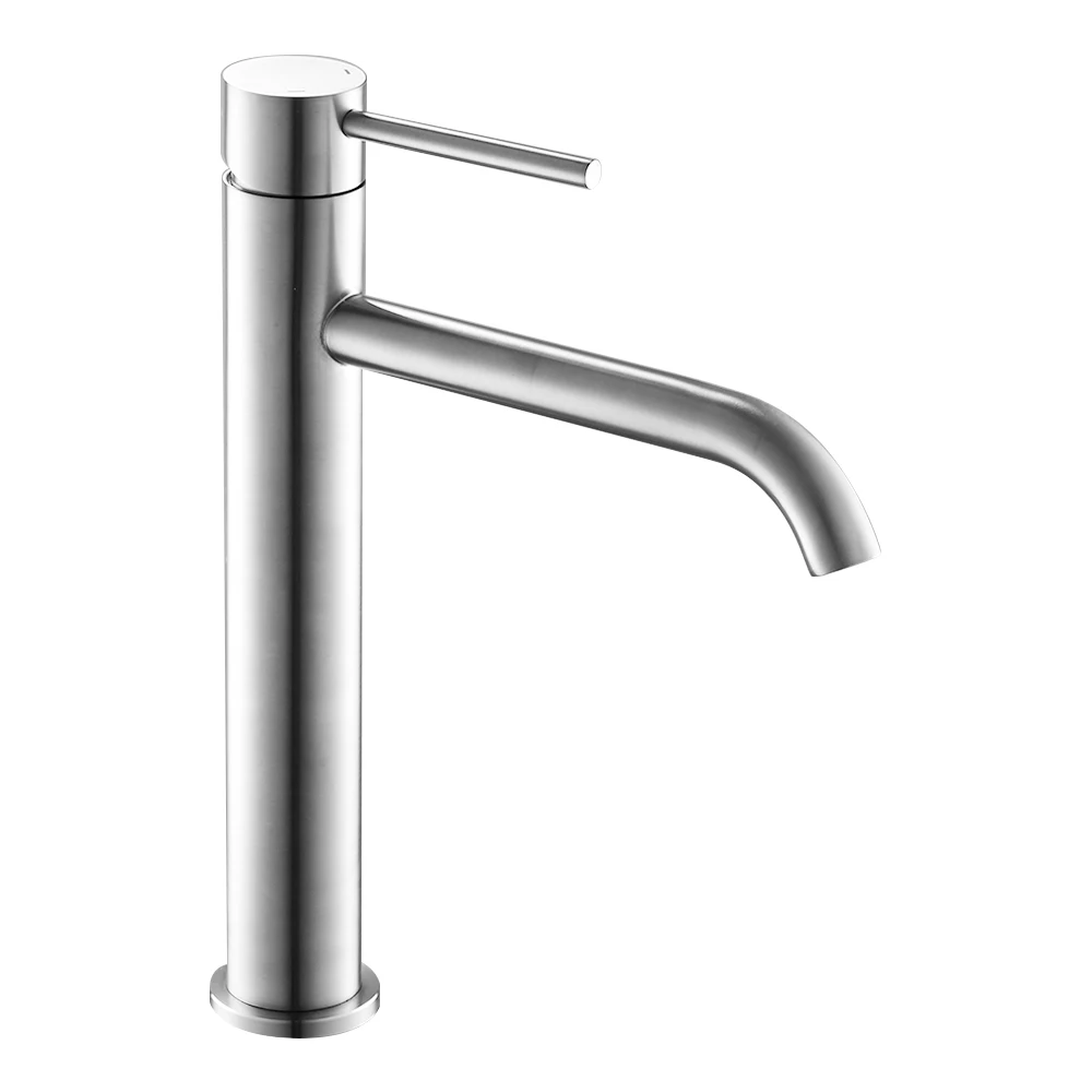 Brushed High Bathroom Basin Faucet White/Black/Brushed Taps Wash Hand Face Single Lever Mixer Washbasin Faucets with Hose HOTBEST - Color: Brushed