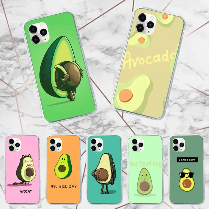 

Avocado Funny cute cartoon Phone Case Transparent soft For iphone 12 11 13 7 8 6 s plus x xs xr pro max mini