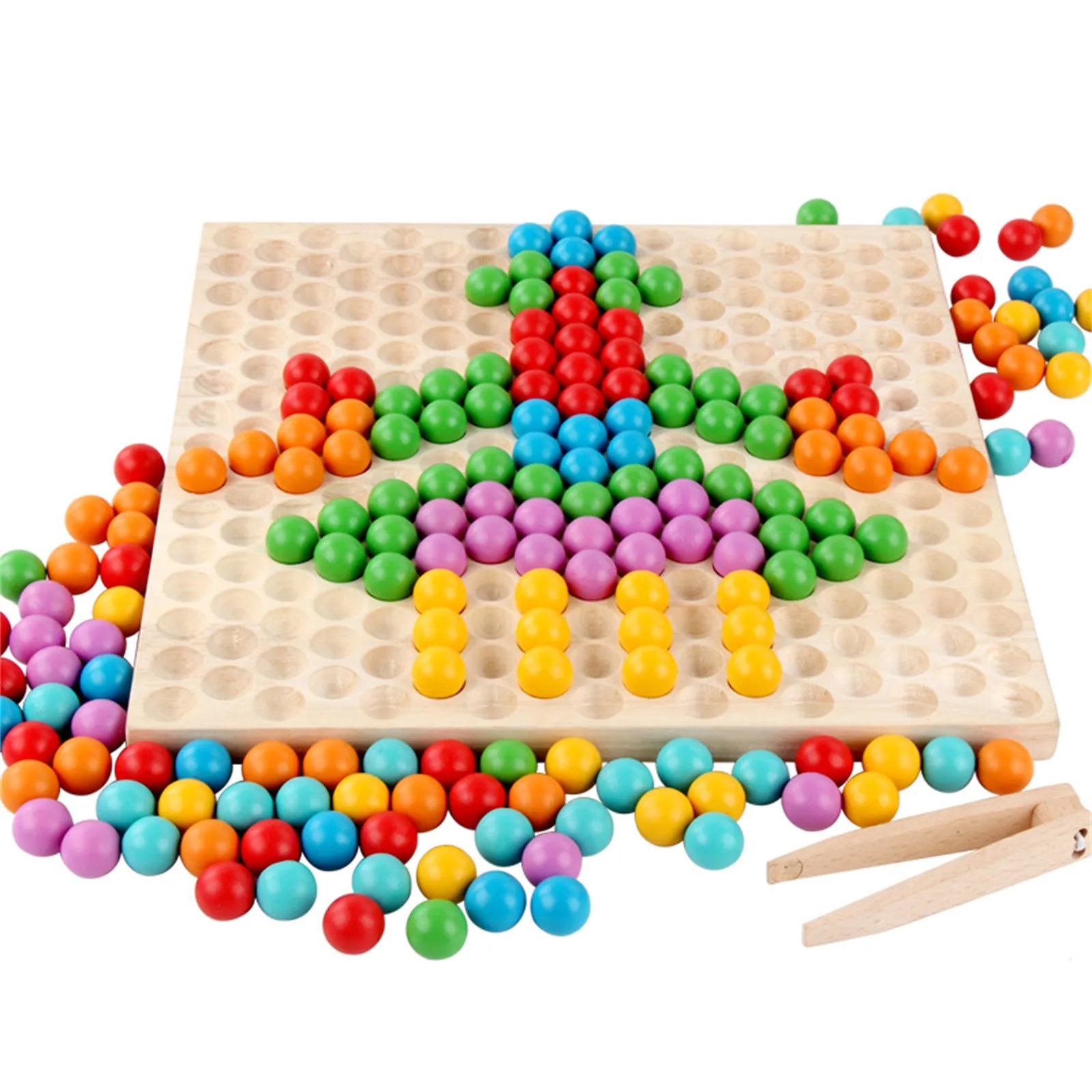 

Wooden Decompression Set Dots Beads Board Casual Games Toy Rainbow Clip Beads Puzzle Paint A Picture Interesting Kid Gifts