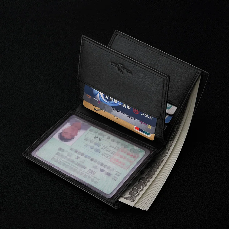 100% Genuine Leather Small Mini Ultra-thin Wallets men Compact wallet Handmade wallet Cowhide