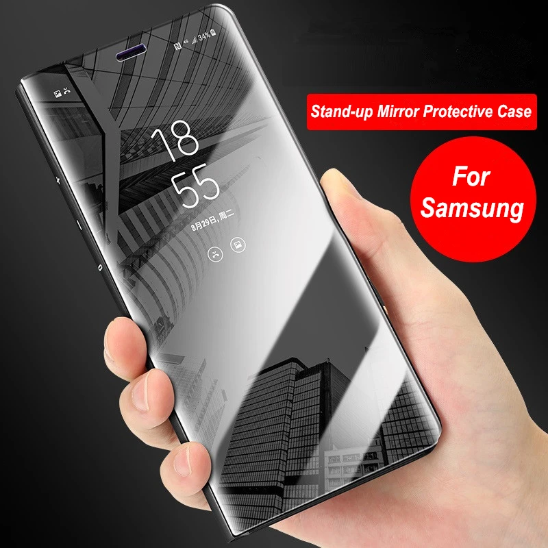 Для Samsung Galaxy S10 S9 S8 S20 Plus S7 Edge Note 10 9 8 20 зеркальный прозрачный чехол с откидной