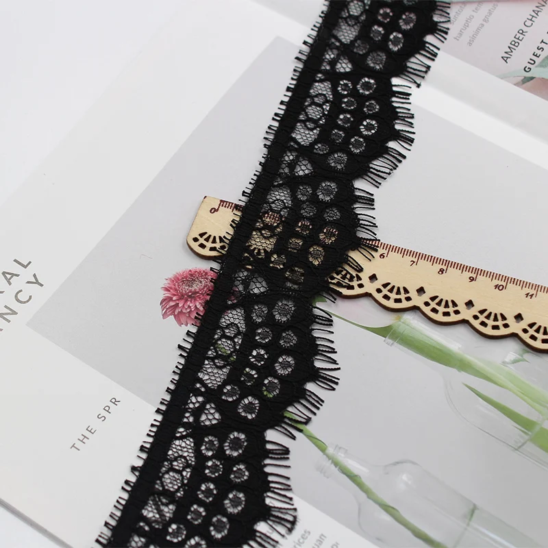 3 ярдов/партия 5 см кружевная лента с вышивкой ресниц Черная ткань для