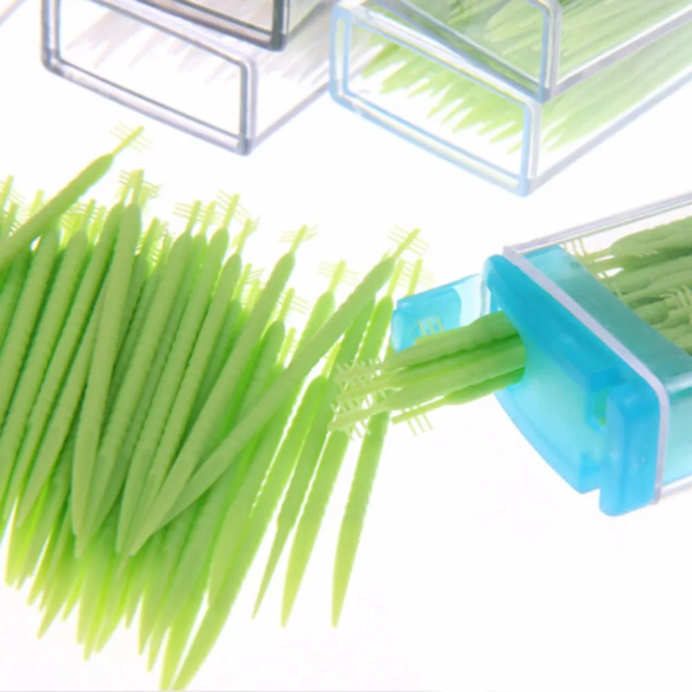 50 шт./кор. двойная головка зубной нити для ухода за межзубным пространством зуб