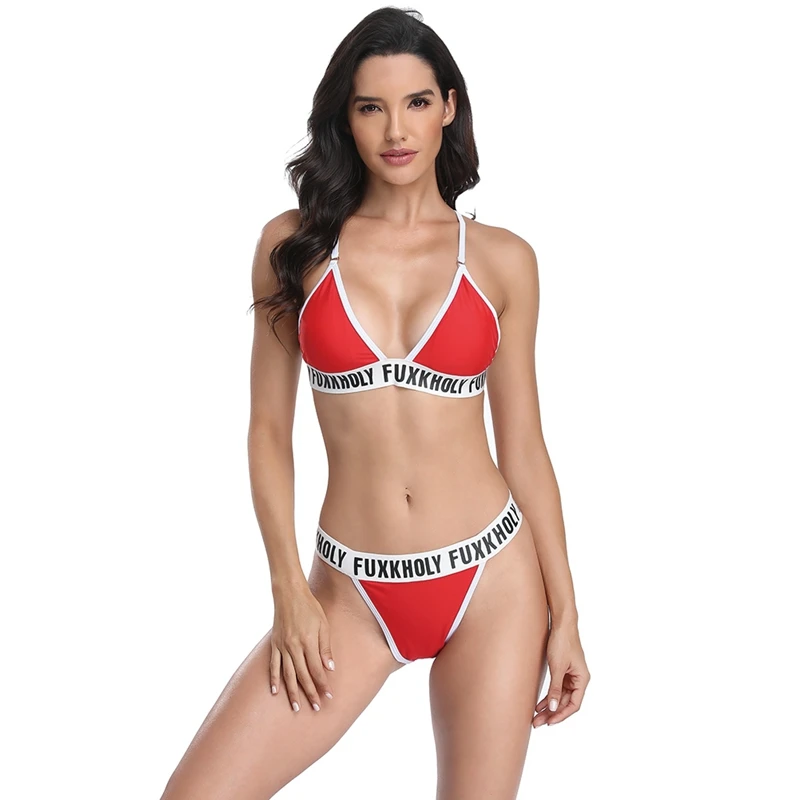 

Женский купальник из двух частей, регулируемый эластичный купальник-бикини с мягкими чашечками на груди и лямками