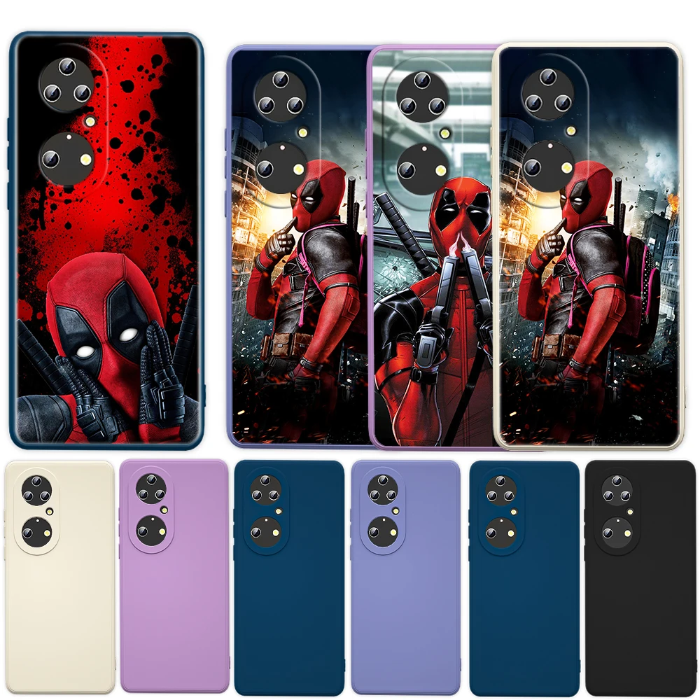 

Avengers Marvel Deadpool Hero For Huawei P50 P40 P30 P20 Mate 40 30 20 Pro Plus Lite Liquid Silicone Soft Cover Phone Case