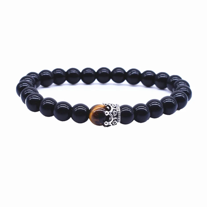 Женский и мужской браслет с короной браслеты из бусин натуральным камнем