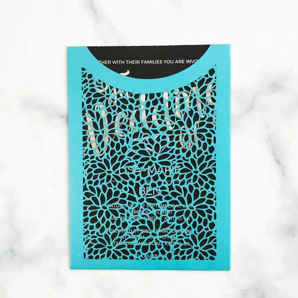 40 шт./лот романтические Синие Свадебные Пригласительные открытки с маленьким