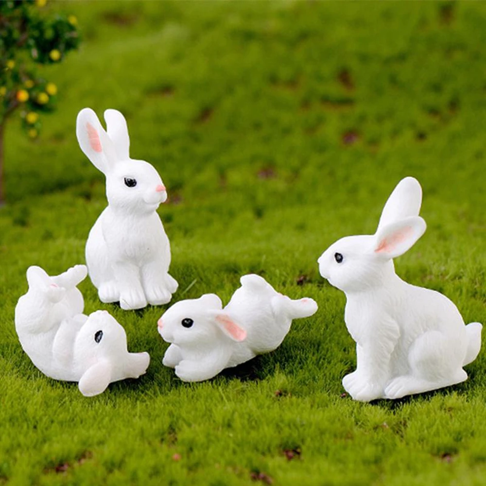 Cute Rabbit Easter Miniature Resin Craft Mini Bunny Ornament Fairy Garden Supplies Home Figurine Animal | Дом и сад