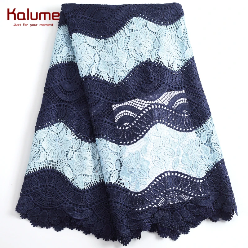 

Kalume 2021 High Quality African Guipure Cord Lace Fabric Beads Nigerian Water Soluble Cord Lace Fabric For Wedding Dress F2239