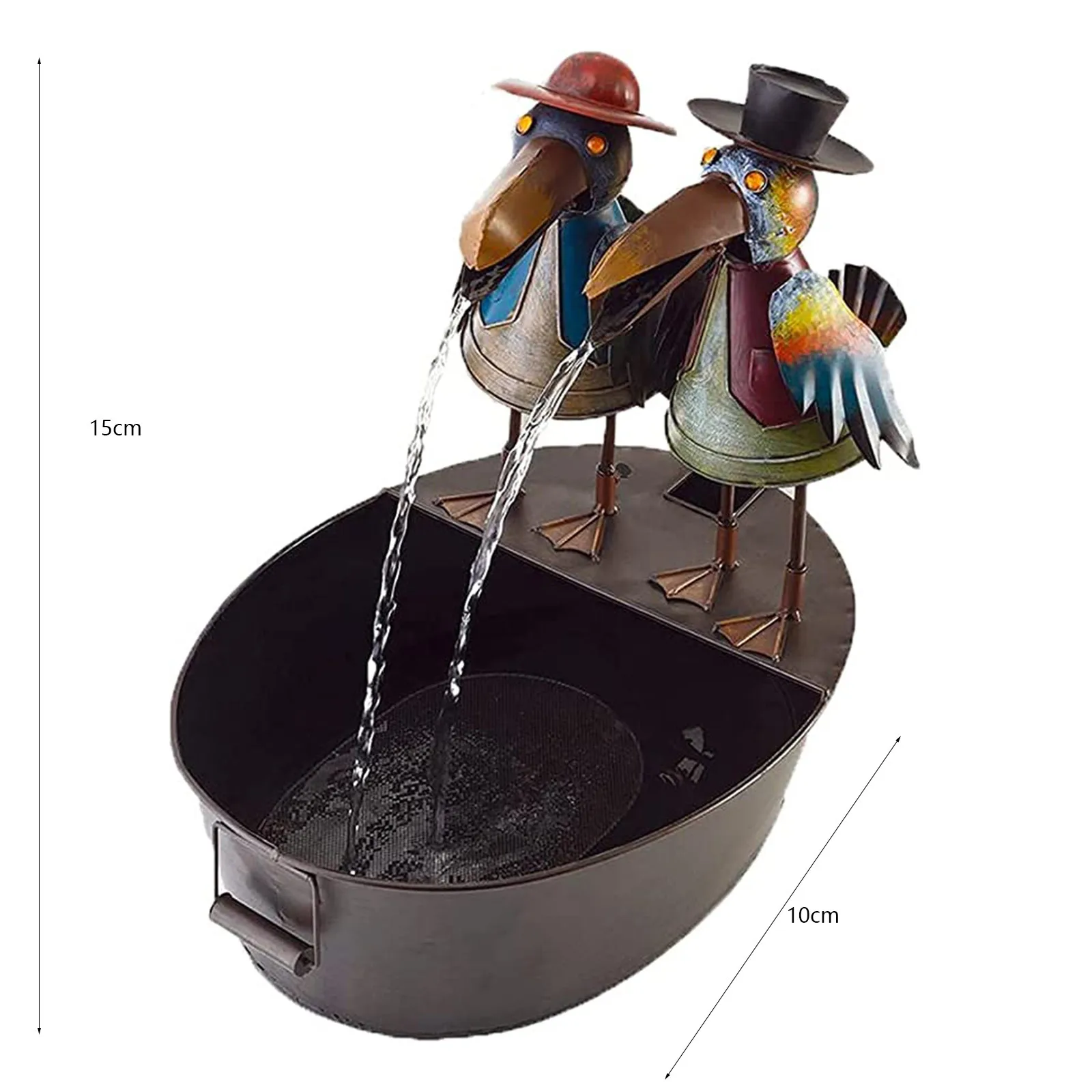 

Geyser Yard Art Decor Courtyard Art Decoration Funny Resin Crow Water Statue vintage metal Sculptures Outdoor Pond decoration