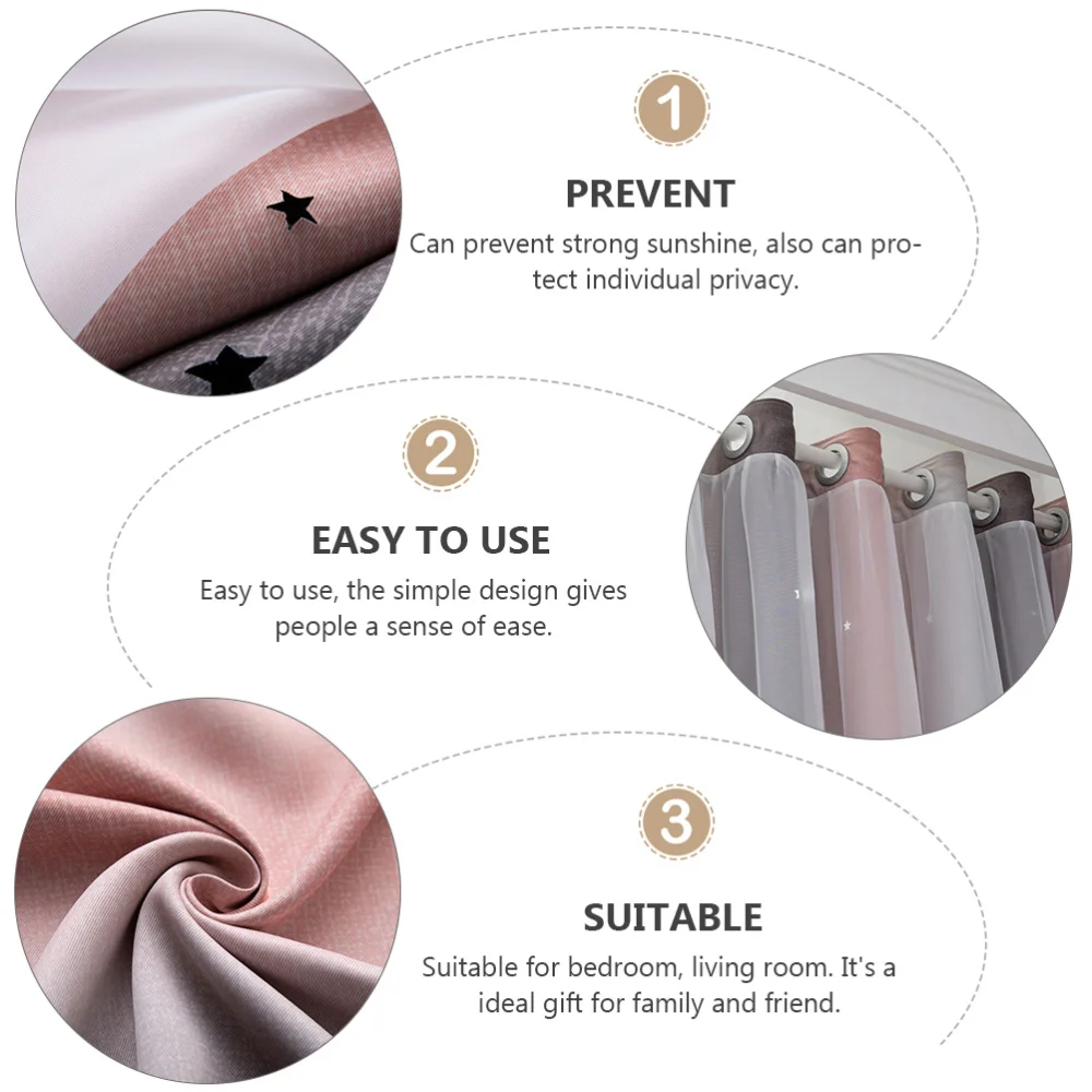 

2Pcs Gradient Color Double-Layer Window Tulle Curtains Sunshade Window Curtains