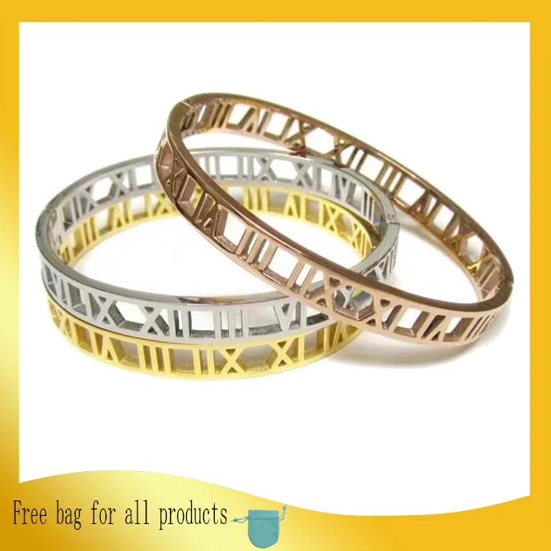 

Women accessories 925 Sterling silver Jewelry Roman numerals bracelet Cutout fashion Silverware Valentine's Day gift