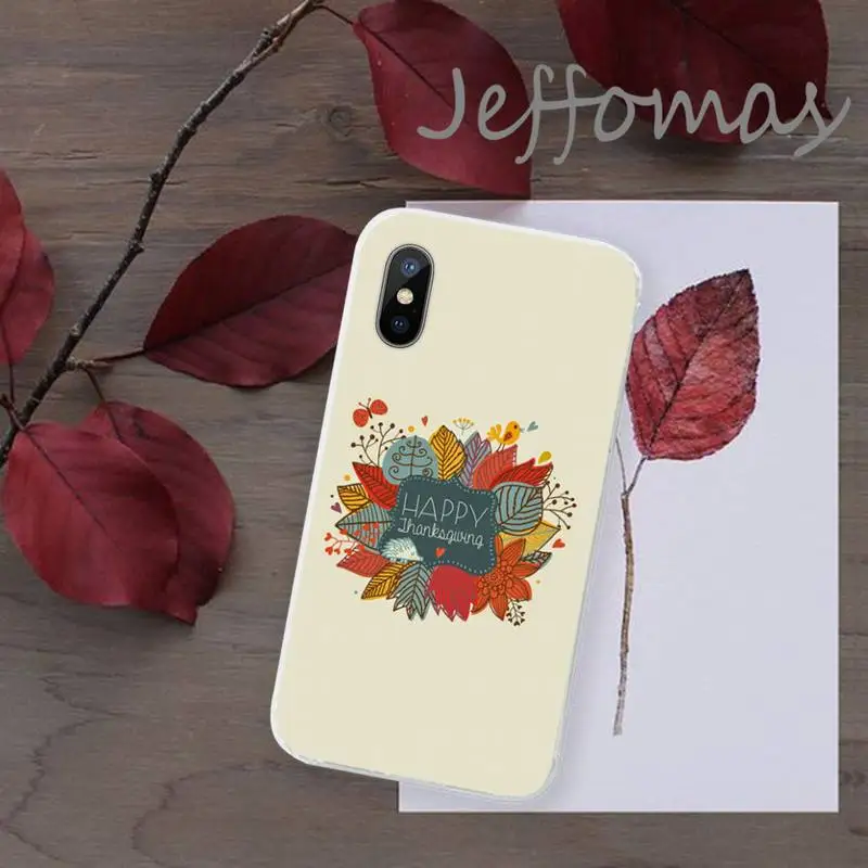 

Thanksgiving Phone Case Transparent for iPhone 11 12 mini pro XS MAX 8 7 6 6S Plus X 5S SE 2020 XR