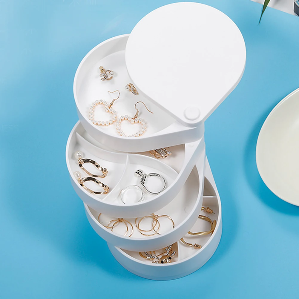 

4.5 In 4 Layer ABS Resin Jewelry Organizer Storage Box Multifunctional Gift Dustproof Rotating Display Home Decor Large Capacity