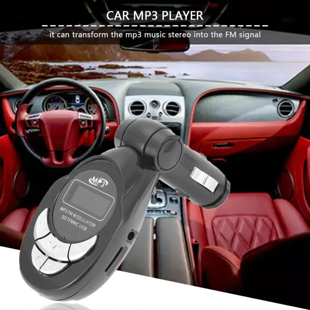 4 in1 LCD Auto Car MP3 Player Wireless FM Transmitter Modulator with USB CD MMC Remote Kit Black With Control | Электроника