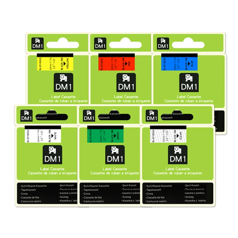 

12mm*7M Label Tape Ribbon For Dymo 45013 45018 45019 45016 45017 45010 Portable Label Printer