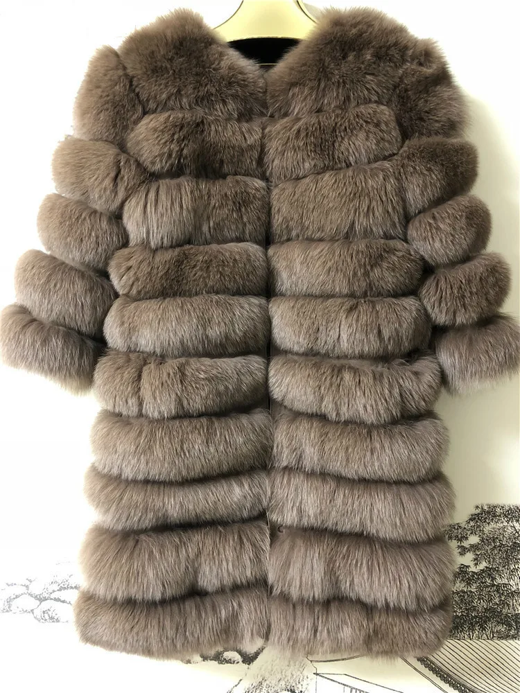 

Women Warm Real Fox Fur Coat Long Winter Genuine Fur Jacket Fashion Outwear Luxury Natural Fox Fur Coat Detachable Fox Fur Vest