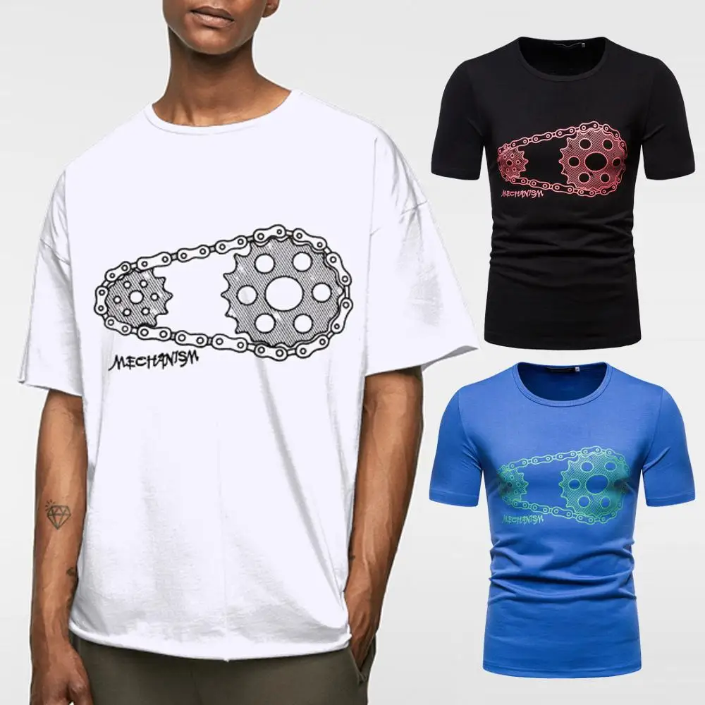 

2021 summer new men's t-shirt fashion chain printing round neck casual t-shirt