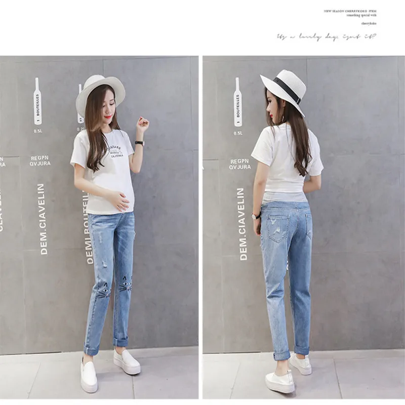 

Maternity Jeans Pregnant Woman Loose Pencil Pants Maternity Elastic Waist Denim Trousers Pregnancy Clothes Pantalon Maternal