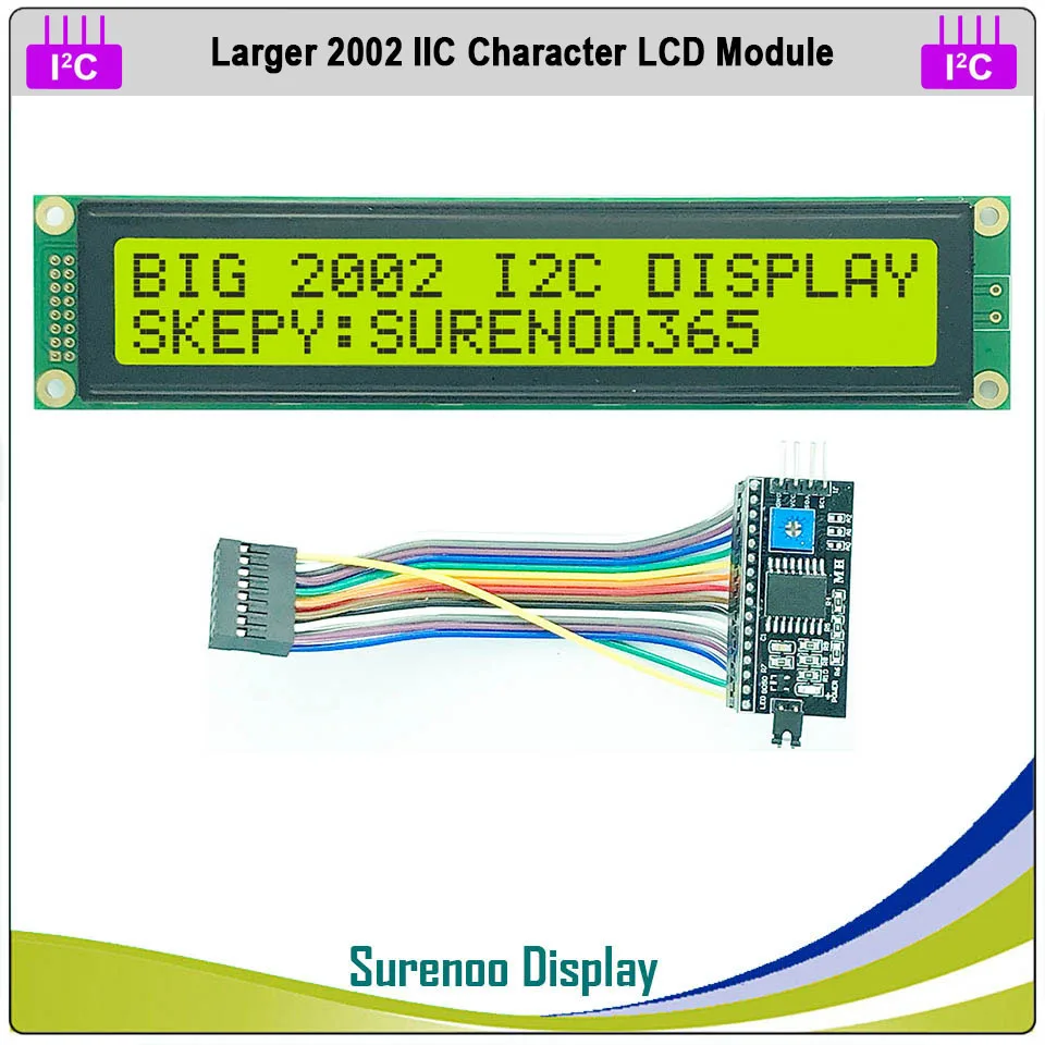 Последовательный большой ЖК модуль IIC / I2C TWI 2002 202 20*2 символа желтый зеленый синий