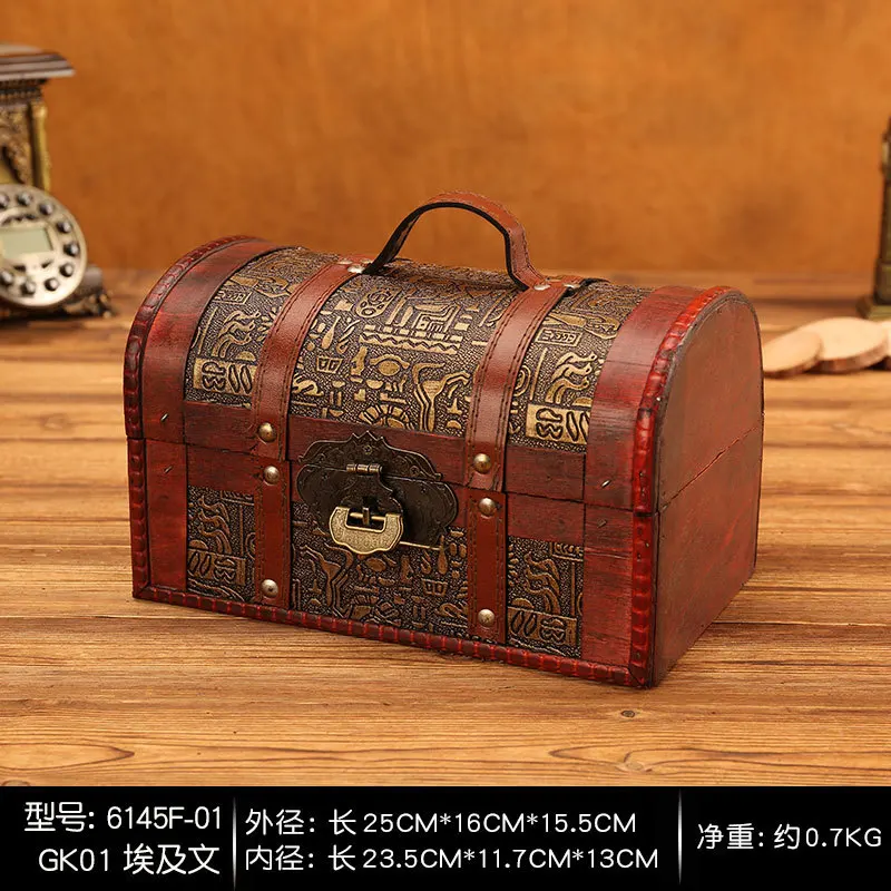 A small retro lock Европейский классический деревянный ящик с замком коробка для хранения антикварный сундук с сокровищами винтажный домашний декор подарочная упаковка коробка органайзер для косметики - Цвет: A small retro lock