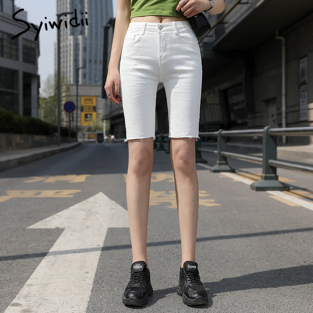 Шорты женские джинсовые Стрейчевые в стиле Харадзюку Модные узкие шорты из