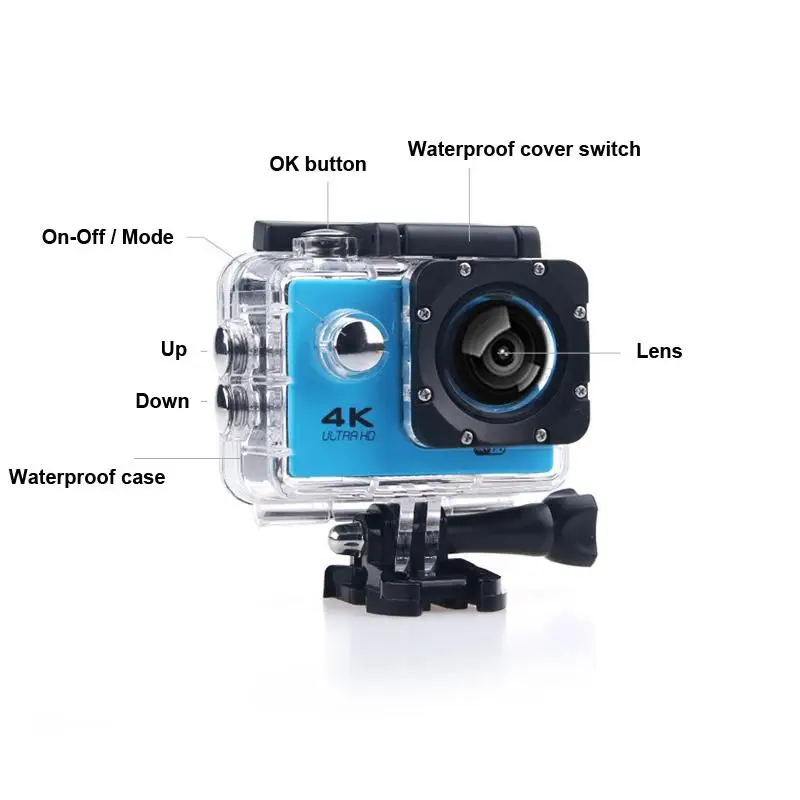 Экшн-камера Go sport camera 4 K Беспроводная С I Send Full HD Универсальная со всеми аксессуарами 16 МП для занятий водным велосипедом