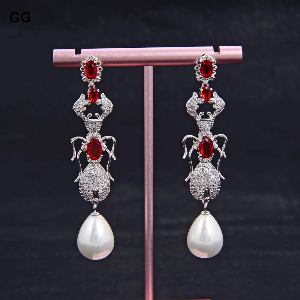 GG ювелирные изделия КАПЛЕВИДНАЯ белая Морская раковина жемчуг Красный Cz